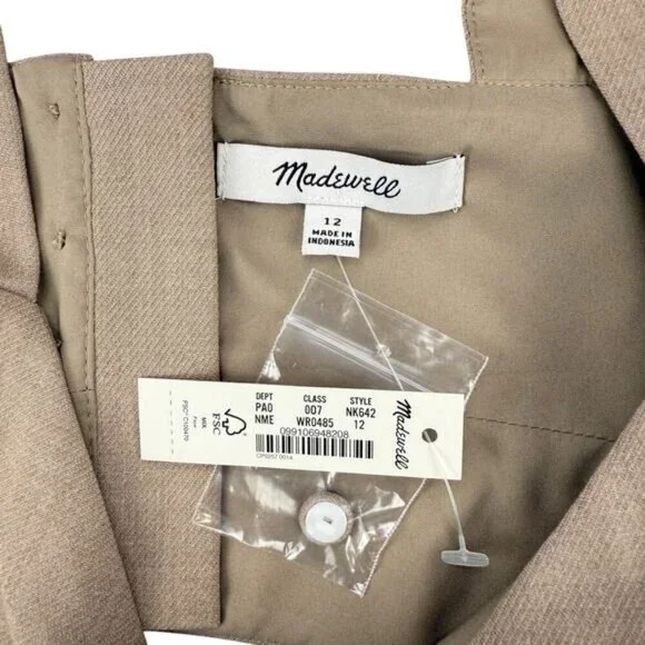 NWT MADEWELL Sweetheart-Neck Bralette Top Size 12 Taupe - Picture 3 of 5